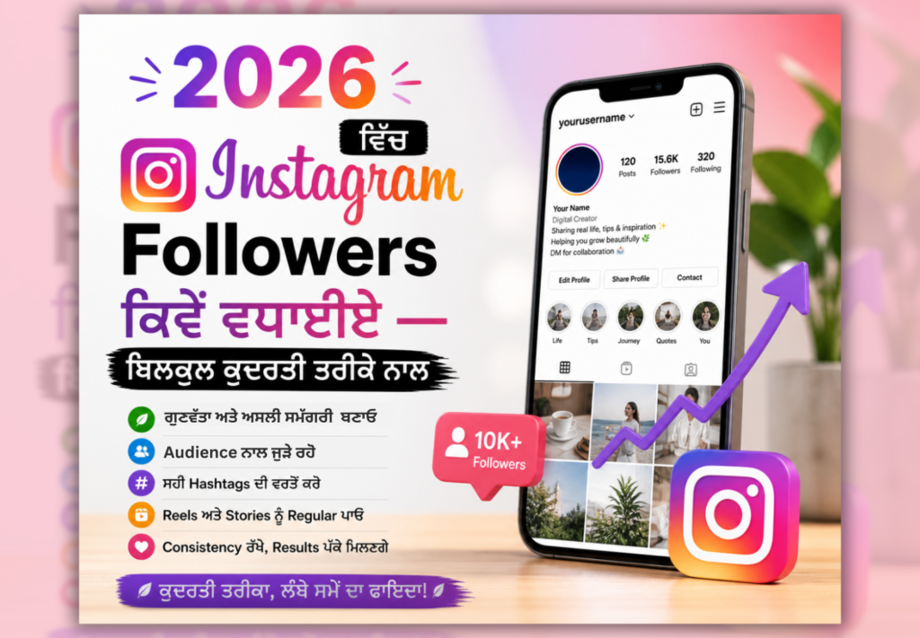 2026 ਵਿੱਚ Instagram followers ਕਿਵੇਂ ਵਧਾਈਏ organic tips Punjabi